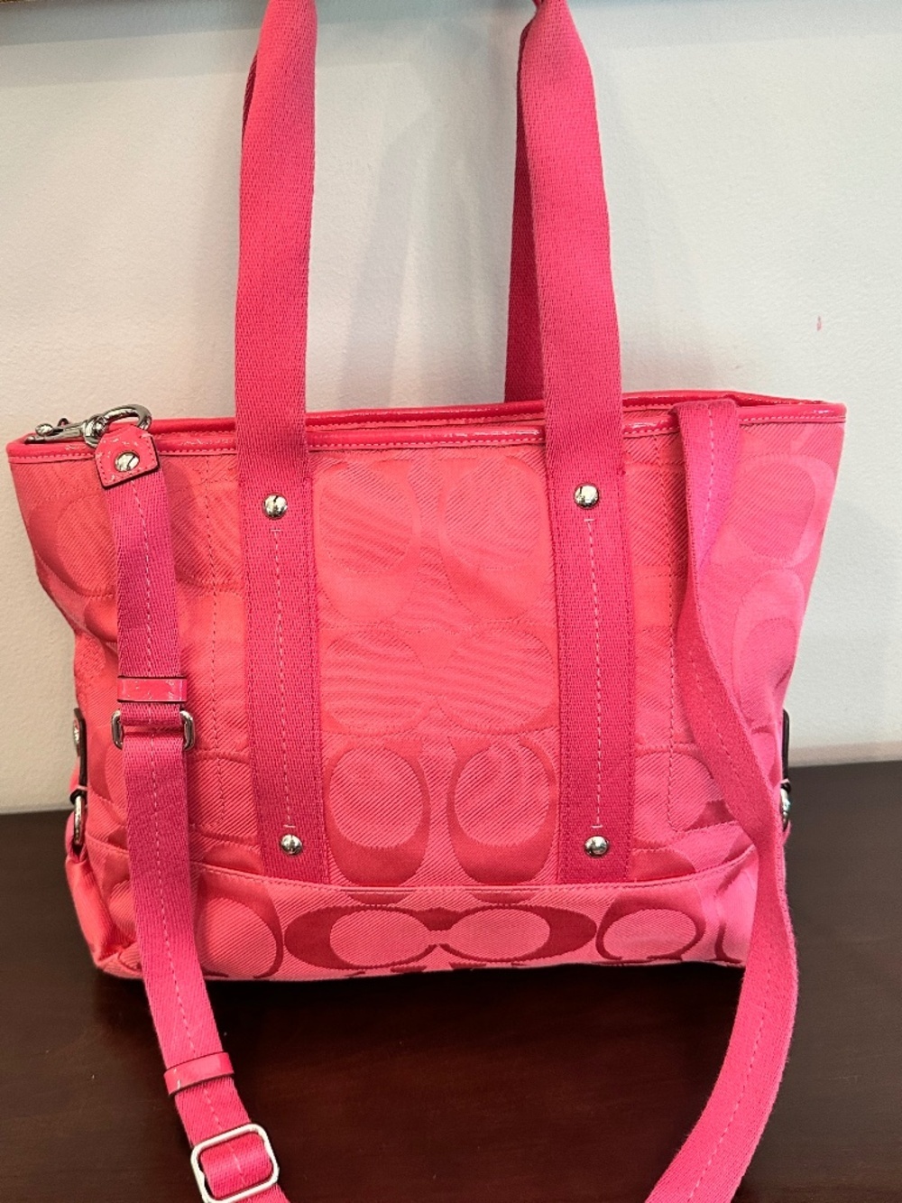 Y2K COACH Daisy Kyra Signature Tote Bag Pink Crossbody